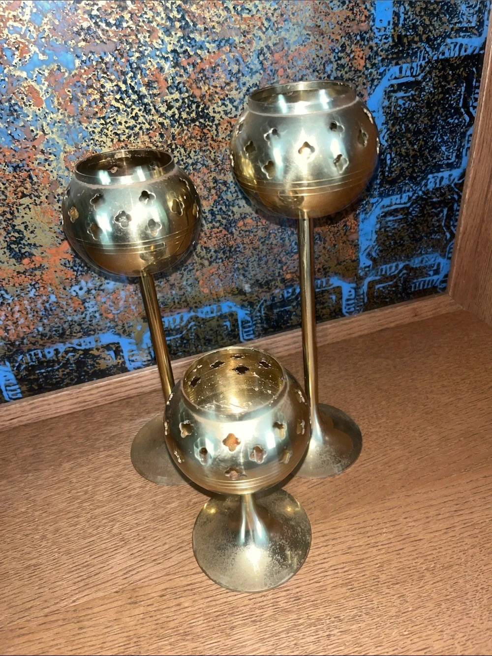 Brass Decorative Candle Holders Set - Gold Finish